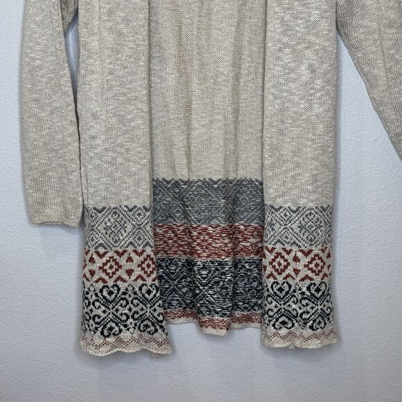 One World Sweater Cardigan Womens XL Multicolor Aztec Tribal Print Open Front - Picture 4 of 8